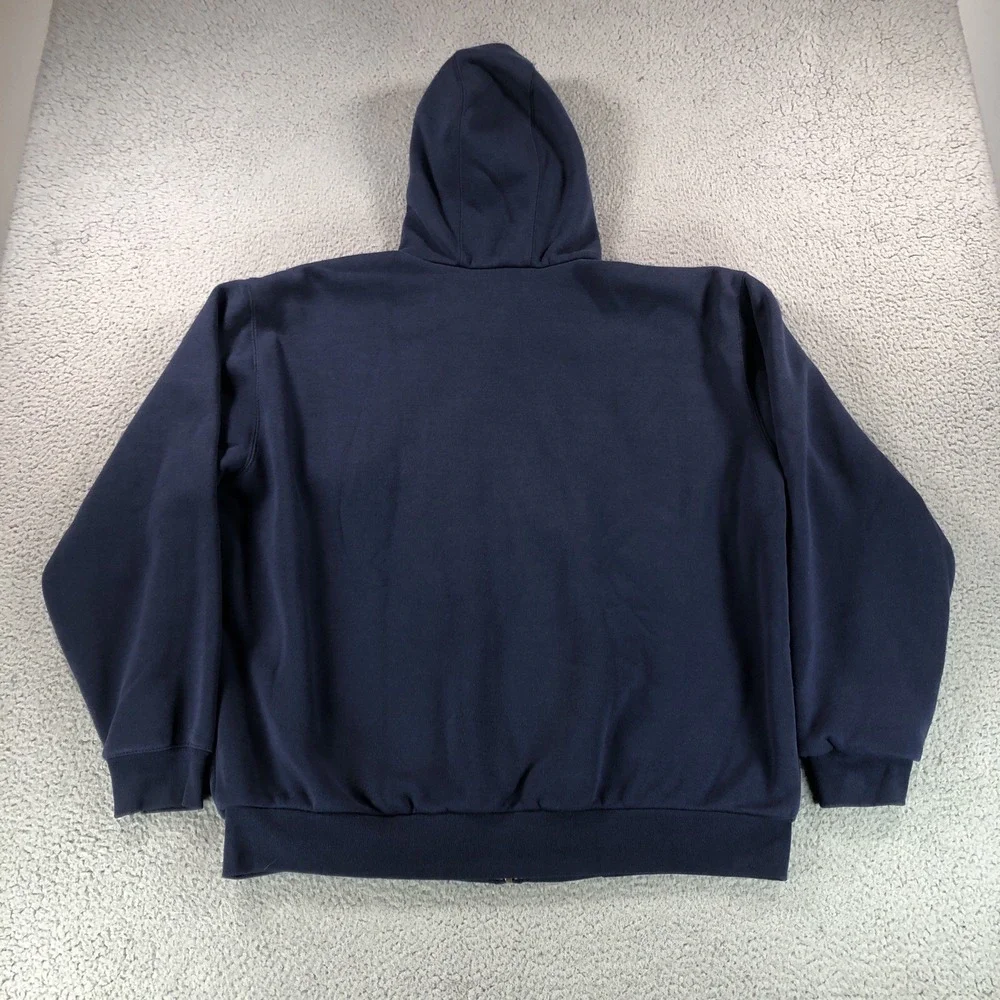 Vintage Carhartt Hoodie Mens Extra Lage Blue J149 Y2K Thermal Full Zip Workwear - Picture 7 of 13